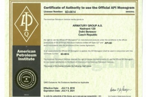 ARMATURY Group продлила срок действия сертификата API для шаровых кранов