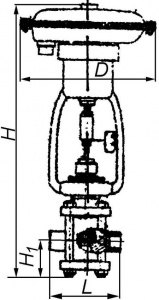ПОУ-7 Устройство исполнительное пневматическое односедельное с проходным корпусом