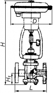 ПОУ-8 Устройство исполнительное пневматическое односедельное с проходным корпусом