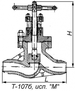 Т-107б Клапан запорный проходной сальниковый