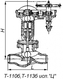 Т-110б Клапан запорный проходной сальниковый