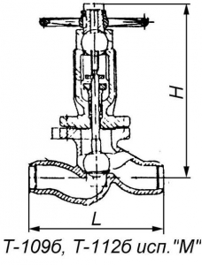 Т-112б Клапан запорный проходной сальниковый
