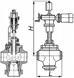 1115-300/350-Э Клапан запорно-дроссельный угловой сальниковый